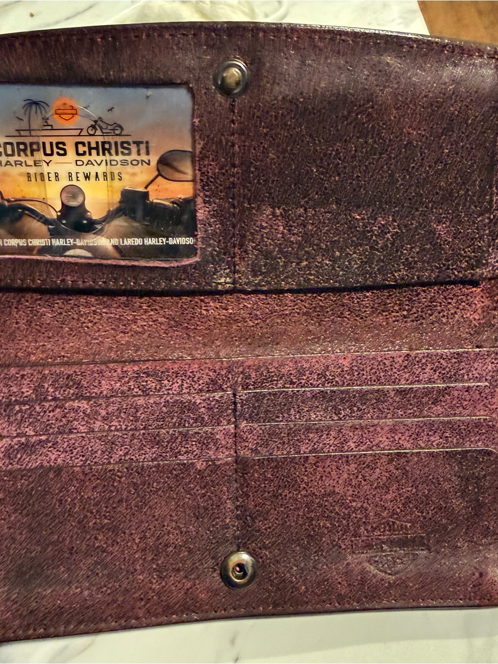 Harley Davidson Studded Embossed Wing-Accent Satchel in Dusty Plum with matching - Picture 6 of 8
